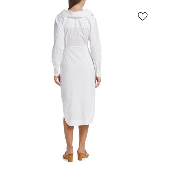 STAUD Clea White Collared Midi Shirt Dress Minimalist Chic Resort Wear Small - Picture 12 of 14